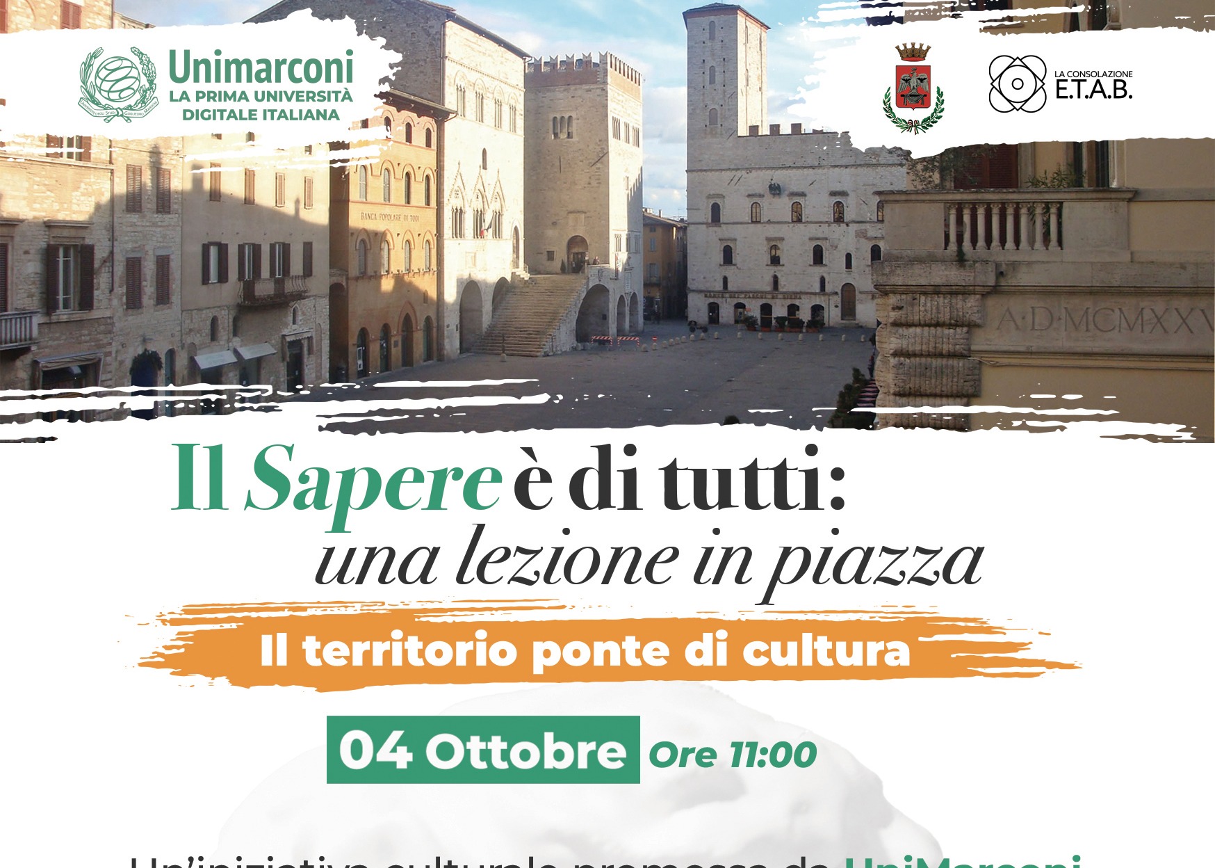 Todi protagonista de “Il sapere è di tutti – Una lezione in piazza” - 4 ottobre 2025, ore 11 (Sala Vetrata)