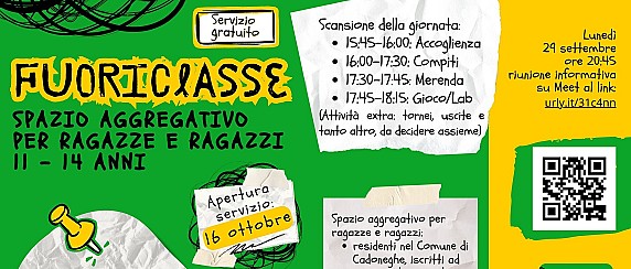 Fuoriclasse-doposcuola per ragazze e ragazzi dagli 11 ai 14 anni