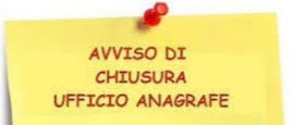 Chiusura Ufficio Anagrafe e Stato Civile - giovedi 2 e venerdi 3 Ottobre 2025