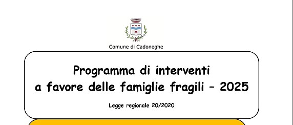 Programma di interventi a favore delle famiglie fragili residenti in Veneto. Anno 2025
