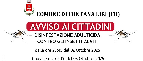 Disinfestazione adulticida contro gli insetti alati.