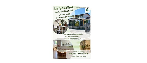 Inaugurazione nuova sede Scuola Materna Don Ugo Bassi ETS - 18 ottobre dalle 10 alle 14