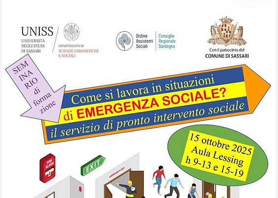 Il Dipartimento di Scienze Umanistiche e Sociali – DUMAS organizza il seminario "Come si lavora in situazioni di emergenza sociale? Il servizio di Pronto Intervento Sociale"