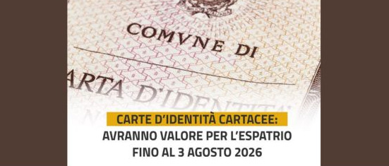 Carte d'identità CARTACEE: dal 3 agosto 2026 non avranno più valore per l’espatrio