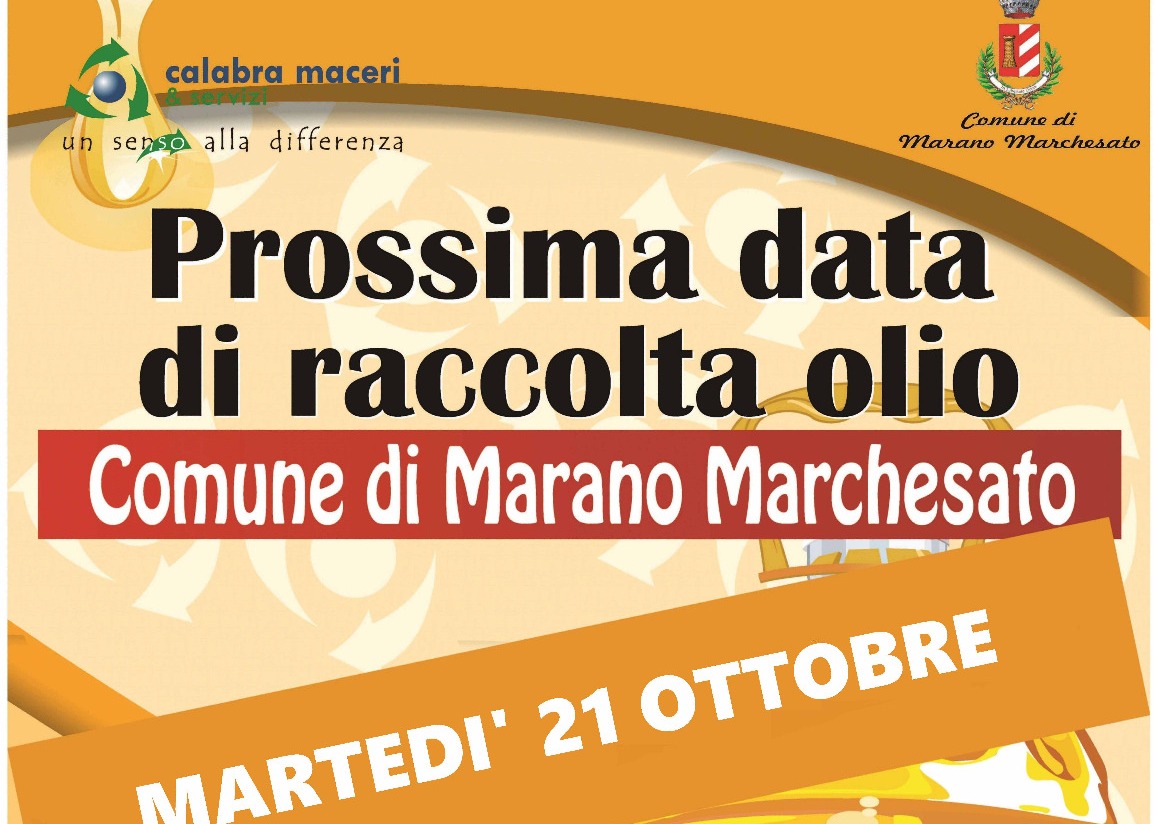 PROSSIMA DATA DI RACCOLTA OLIO 21.10.2025