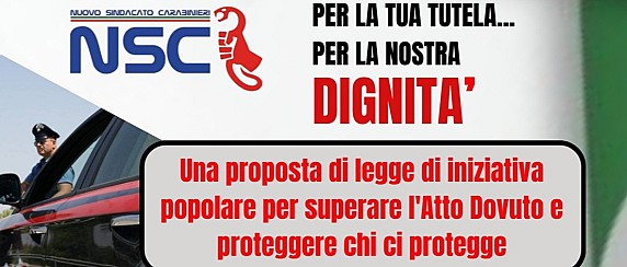 Iniziativa proposta di Legge Popolare per la dignità e la tutela del personale delle Forze dell'Ordine e delle Forze Armate (Art. 71 Cost.)