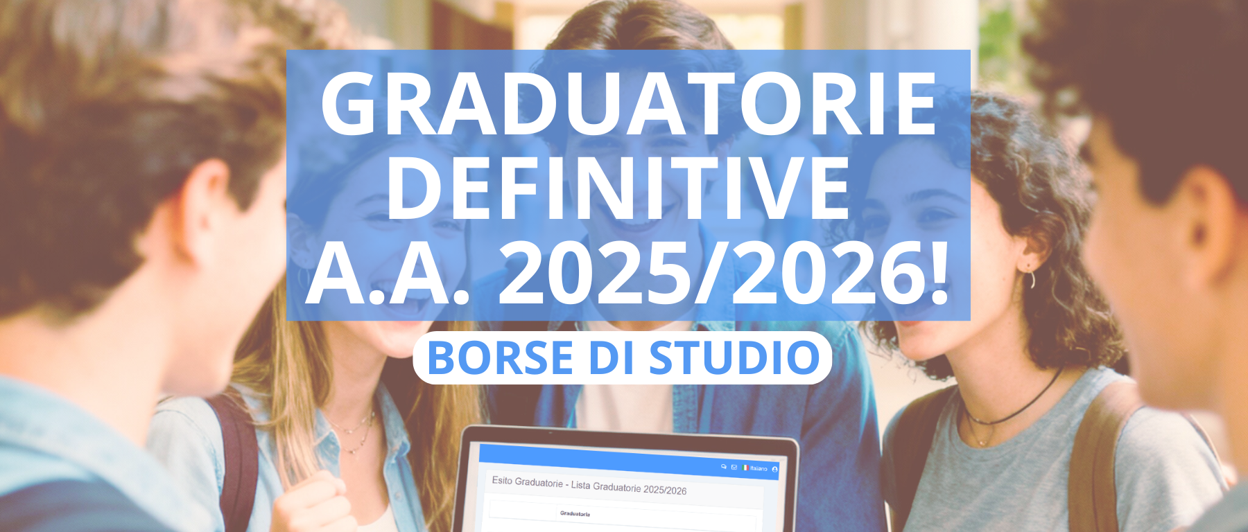Approvate le graduatorie definitive Borsa Studio e Servizio Alloggio a.a. 2025/2026