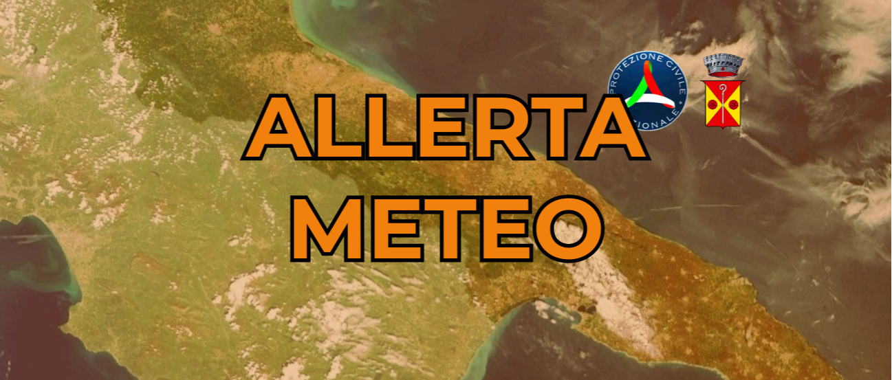 Messaggio di allerta meteo ARANCIONE diramato dalla Protezione Civile.