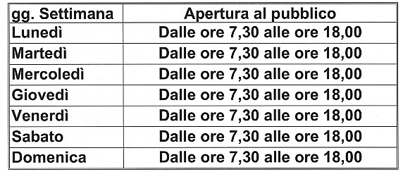 Cimitero comunale - Orari di apertura al pubblico dal 27 ottobre 2025 al 28 marzo 2026