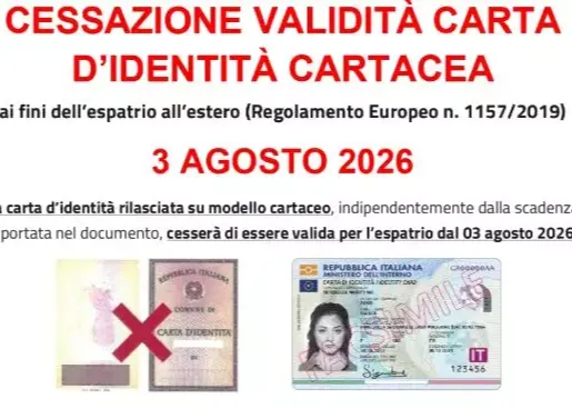 AVVISO SCADENZA CARTE D'IDENTITA' CARTACEE