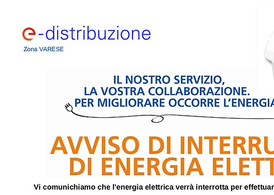 Avviso di interruzione del servizio di erogazione dell’energia elettrica 29/10/2025