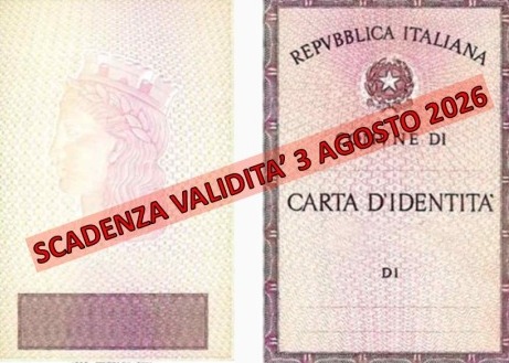 Dal 03/08/2026 le carte identità CARTACEE cesseranno di essere valide