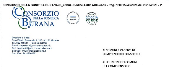 Elezioni componenti Consiglio Amministrazione Consorzio della Bonifica di Burana 2026/2030