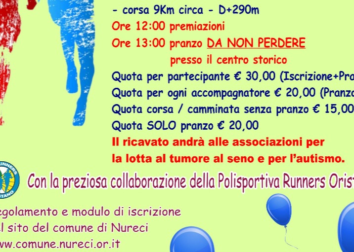 4^ EDIZIONE DELLA MANIFESTAZIONE "NURECI CORRE PER L'AUTISMO E LA LOTTA CONTRO IL TUMORE AL SENO" - NURECI 23.11.2025