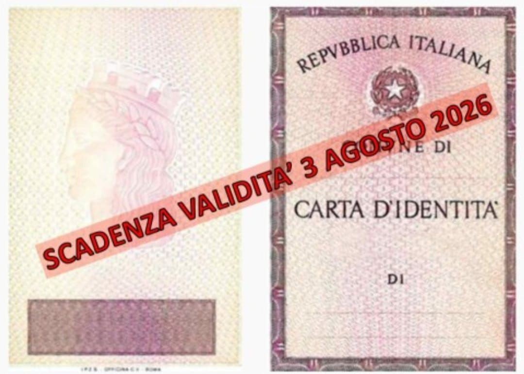 CESSAZIONE VALIDITA' CARTA D'IDENTITA' CARTACEA 3 AGOSTO 2026