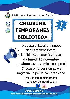 Chiusura 10-15 novembre 2025 Manerba