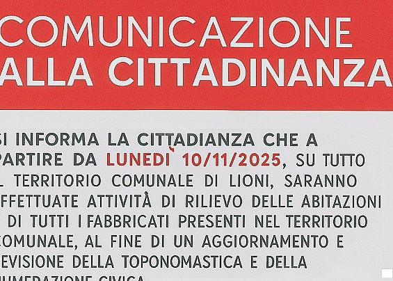 COMUNICAZIONE ALLA CITTADINANZA