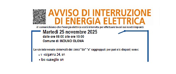Avviso di Interruzione Energia Elettrica