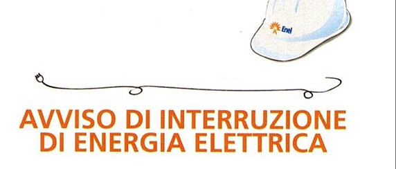 Avviso di interruzione di energia elettrica in alcune vie del paese