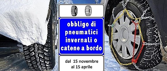 Obbligo di pneumatici da neve o catene a bordo: dal 15 novembre 2025 al 15 aprile 2026