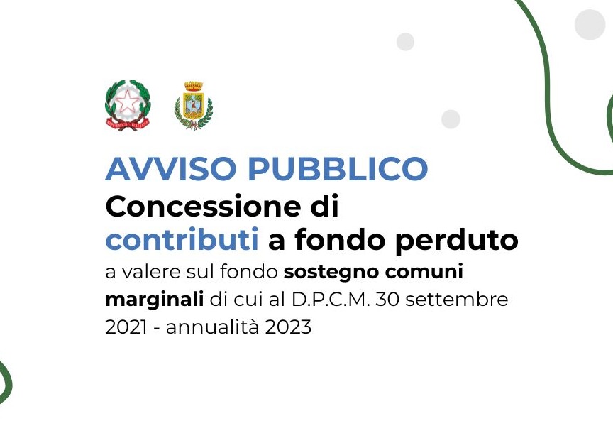 Avviso Pubblico per la concessione di contributi a fondo perduto a valere sul Fondo Sostegno Comuni Marginali.