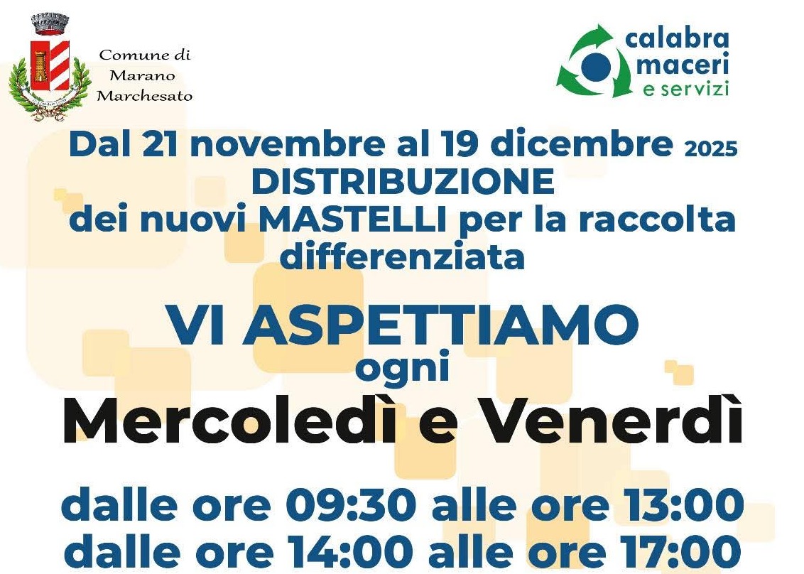 CONSEGNA MASTELLI DA VENERDì 21 NOVEMBRE C/O IL POLIFUNZIONALE