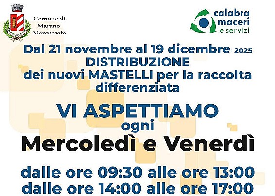 CONSEGNA MASTELLI DA VENERDì 21 NOVEMBRE C/O IL POLIFUNZIONALE