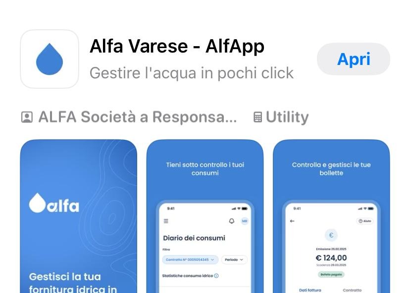AlfApp - la nuova App di Alfa Varese gestore unico dell'acqua