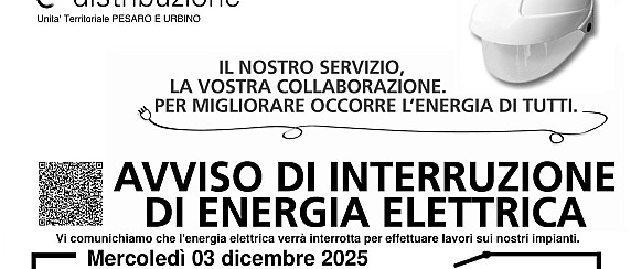 AVVISO DI INTERRUZIONE DI ENERGIA ELETTRICA MERCOLEDI'  03.12.2025