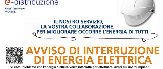 Interruzione energia elettrica lunedì 1 dicembre dalle 8:00 alle 10:00 (Baraggia)