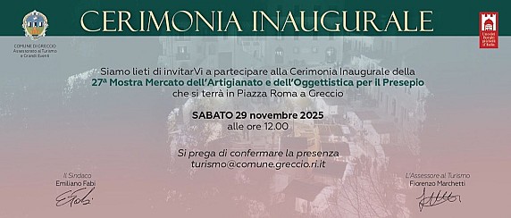 Cerimonia di Inaugurazione della XXVII Mostra mercato dell'artigianato e dell'oggettistica per il Presepio.