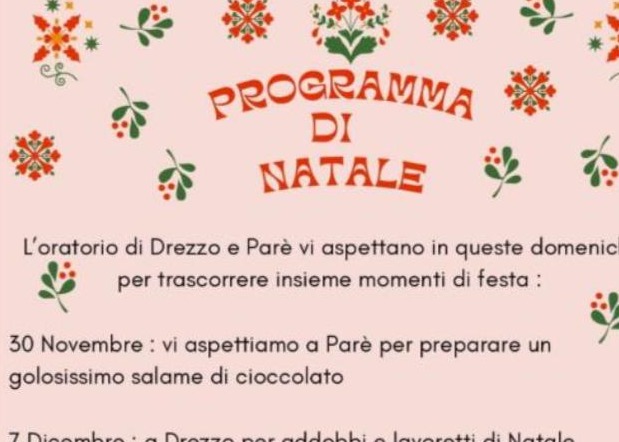 PROGRAMMA DI NATALE ORATORI DI DREZZO E PARE'