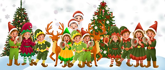 La bottega degli elfi. Collage di Natale