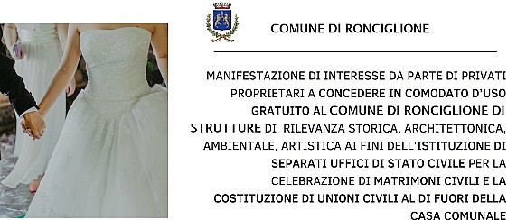 Manifestazione di Interesse per Strutture  e Edifici di Prestigio Storico ai fini Istituzione Uffici di Stato Civile Separati