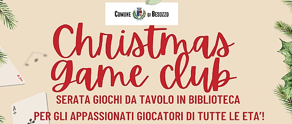 Game Club venerdì 12 dicembre dalle ore 20.30 in Sala Letture per giocare insieme e scambiarsi gli auguri di Natale