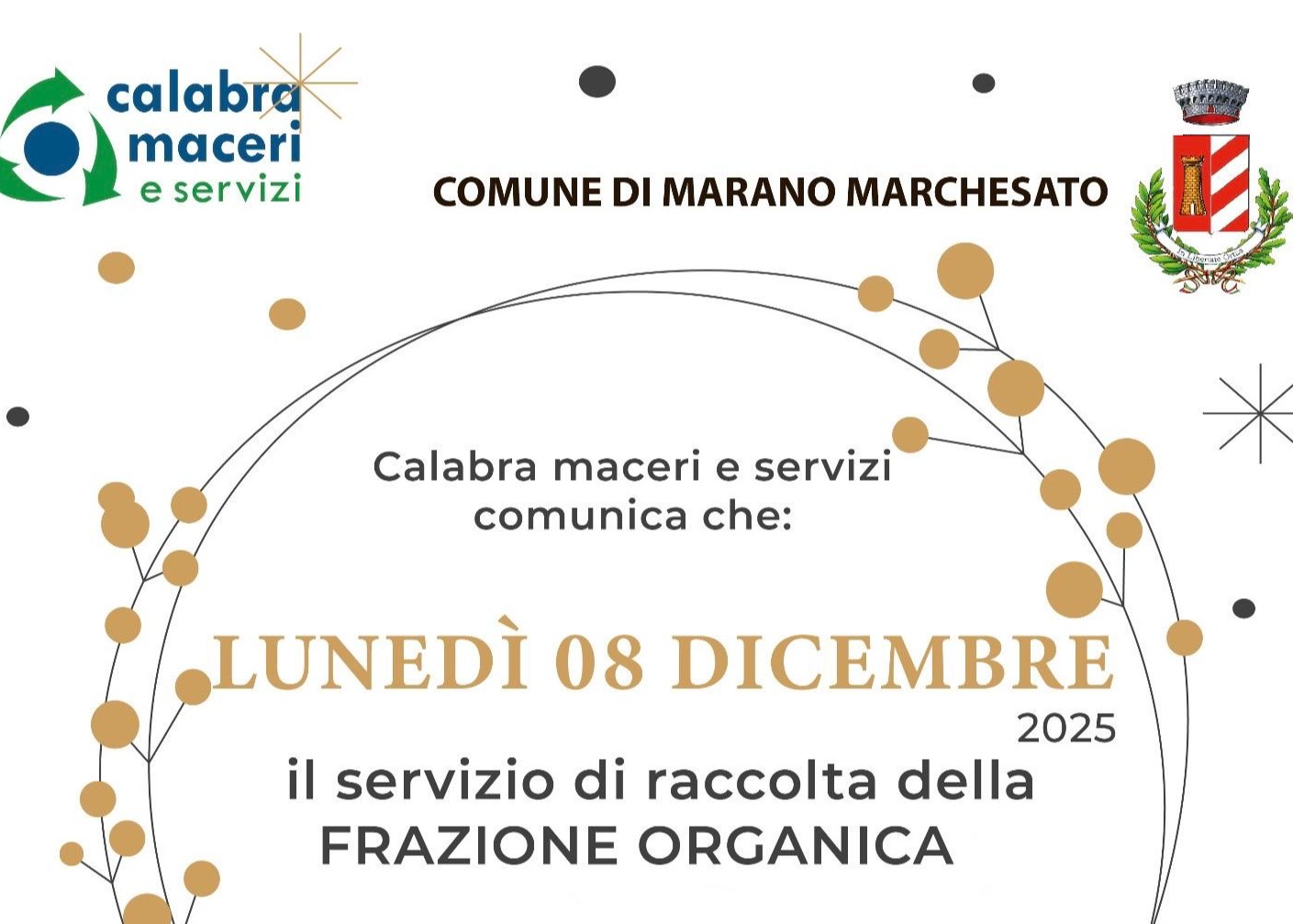 RACCOLTA FRAZIONE ORGANICA PER GIORNO 08.12.25