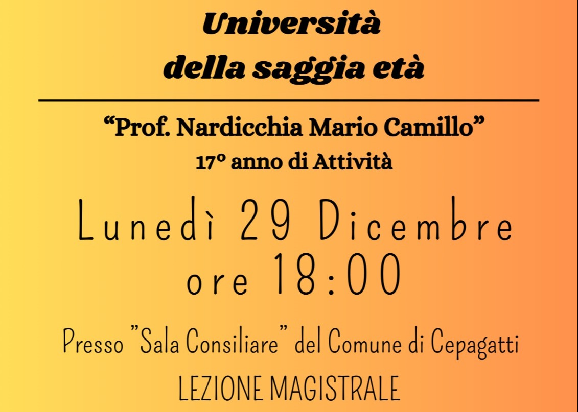 Università della saggia età - Lezione Magistrale su astronomia "Stelle e Comete" Relaziona Dott. De Marco Maurizio