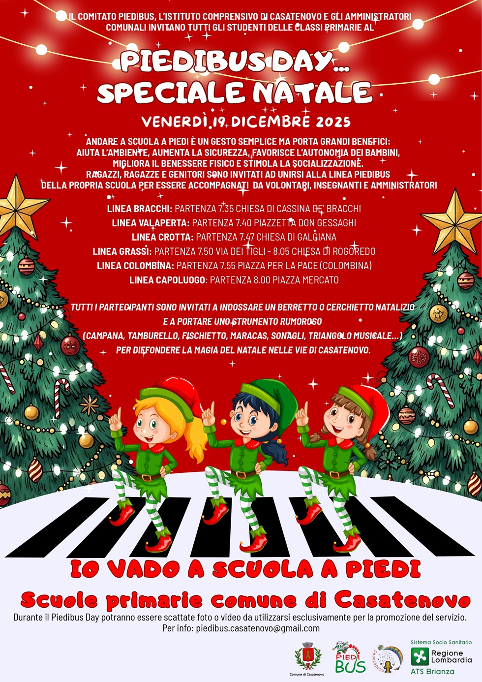 Volantino Piedibus Day Casatenovo Speciale Natale 2025