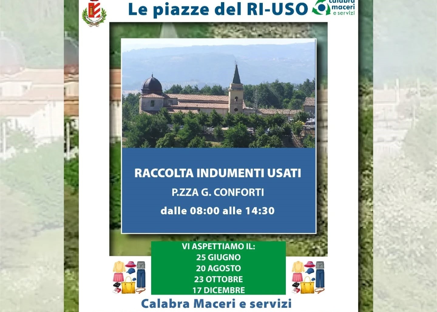 RACCOLTA INDUMENTI USATI 17.12.2025 PRESSO PIAZZA CONFORTI