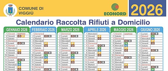 Calendario raccolta rifiuti per il 2026