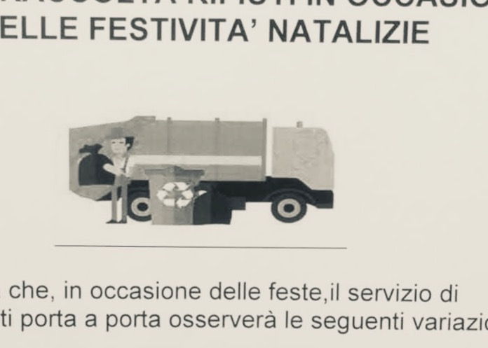 AVVISO: RACCOLTA RIFIUTI FESTIVITÀ NATALIZIA