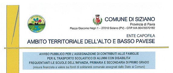Avviso pubblico per l'assegnazione di contributi alle famiglie per il trasporto scolastico di alunni con disabilità frequentanti le scuole dell'infanzia, primaria e secondaria di primo grado
