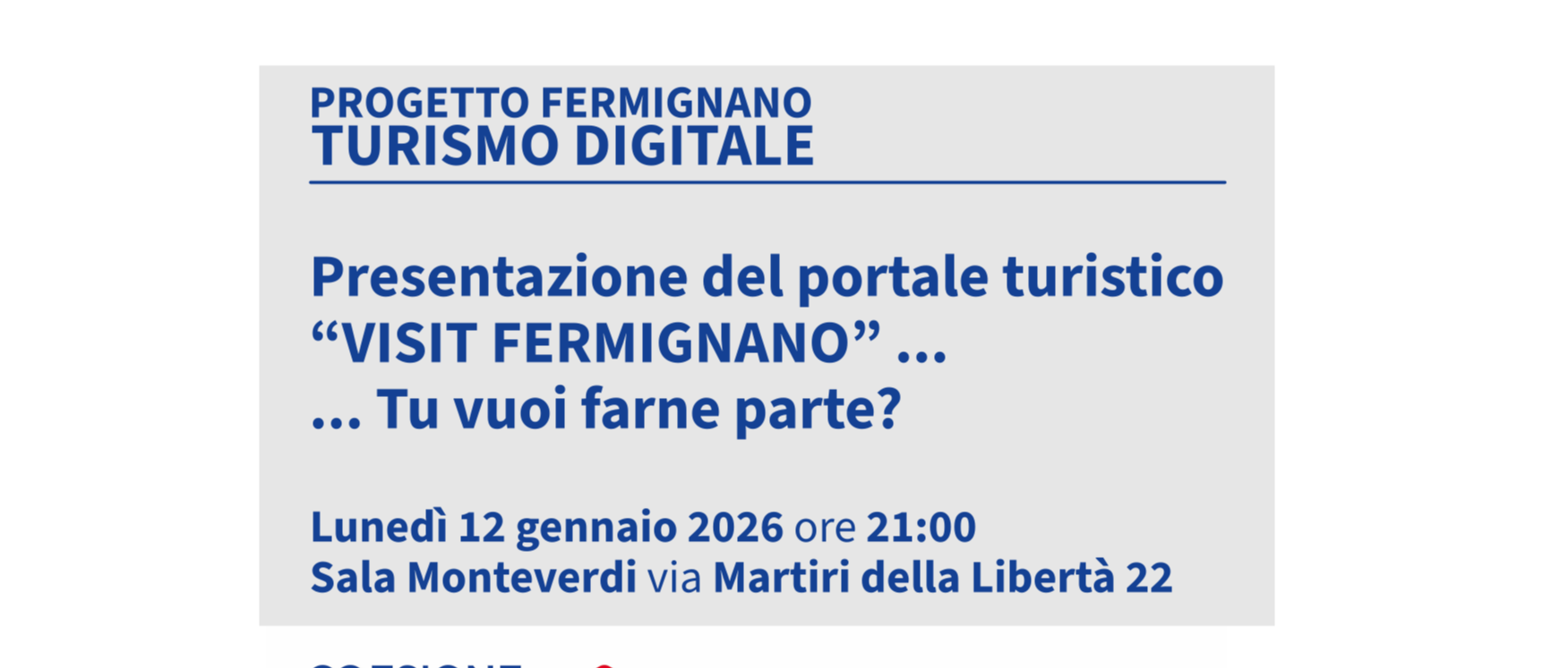 Presentazione del portale turistico "VISIT FERMIGNANO"