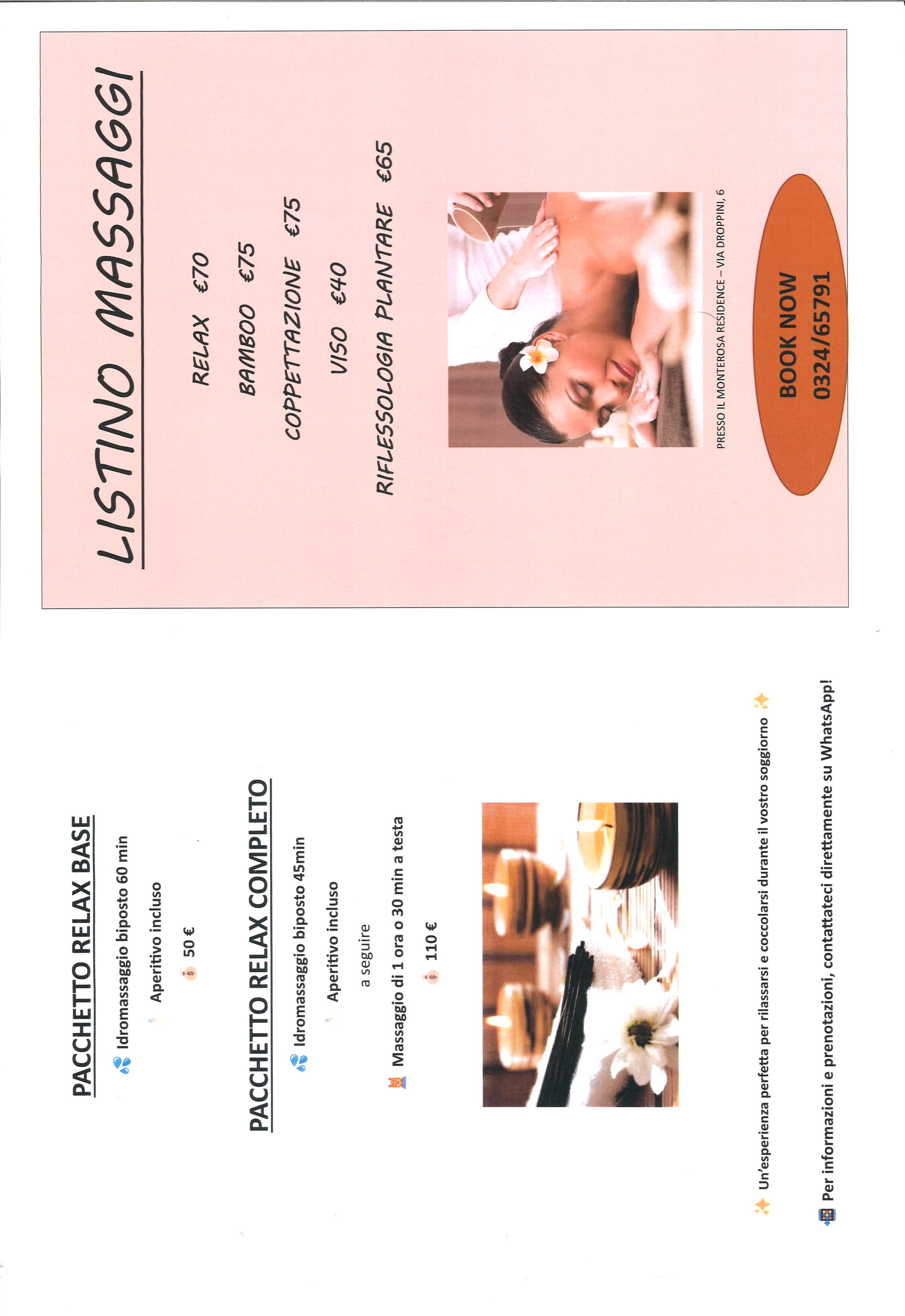 Listino prezzi e Info Benessere Experience Residence Monterosa