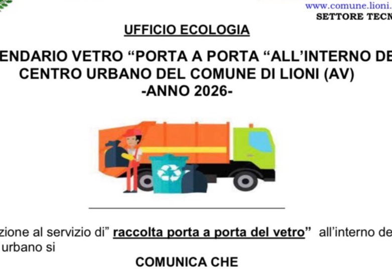 CALENDARIO ANNUALE RACCOLTA VETRO NEL CENTRO URBANO