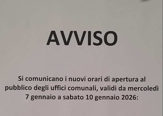 Orari aperture uffici comunali