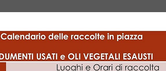 Calendario - raccolta indumenti usati e oli vegetali  esausti