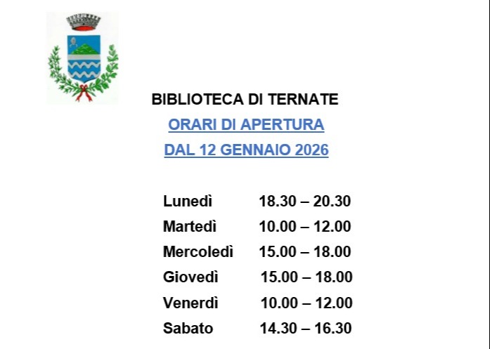 Nuovi orari di apertura biblioteca comunale