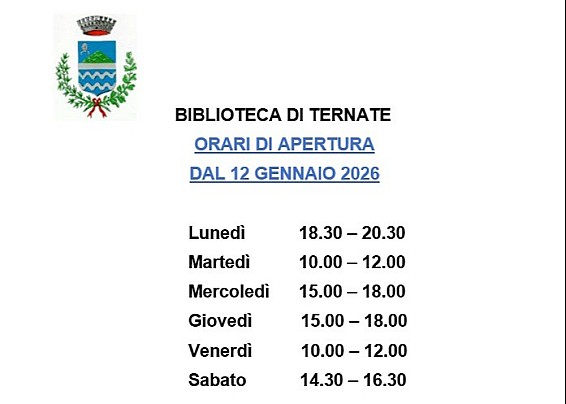 Nuovi orari di apertura biblioteca comunale