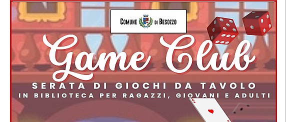 Game Club in biblioteca venerdì 16 gennaio dalle 20.30 Ingresso gratuito